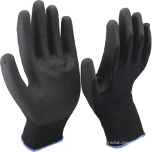 NMSAFETY 13 gauge black nylon liner coated black foam pvc on palm anti slip safety working gloves